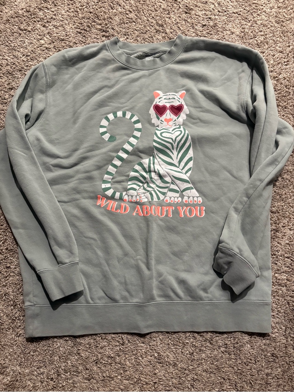 Living Fully Co! Wild About You Green Graphic Crewneck Sweatshirt